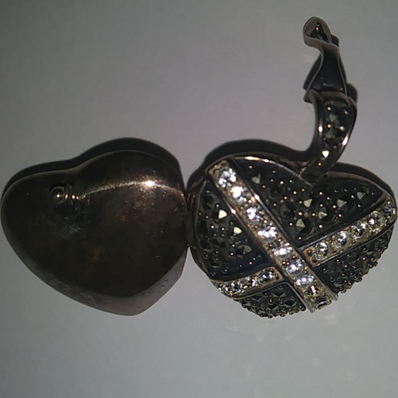 Suspicion Sterling Marcasite Puffed Heart Necklace - Picture 5 of 8